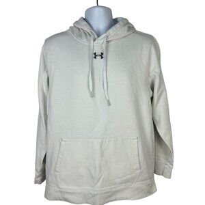 Under Armour White Hoodie LG Loose Fit Cotton/Polyester Blend Mens Sweatshirt